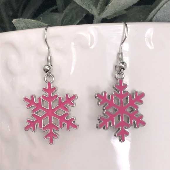 New Winter Snowflake Dangle Drop Handmade Earrings Christmas Holiday Unique Gift - Picture 5 of 6